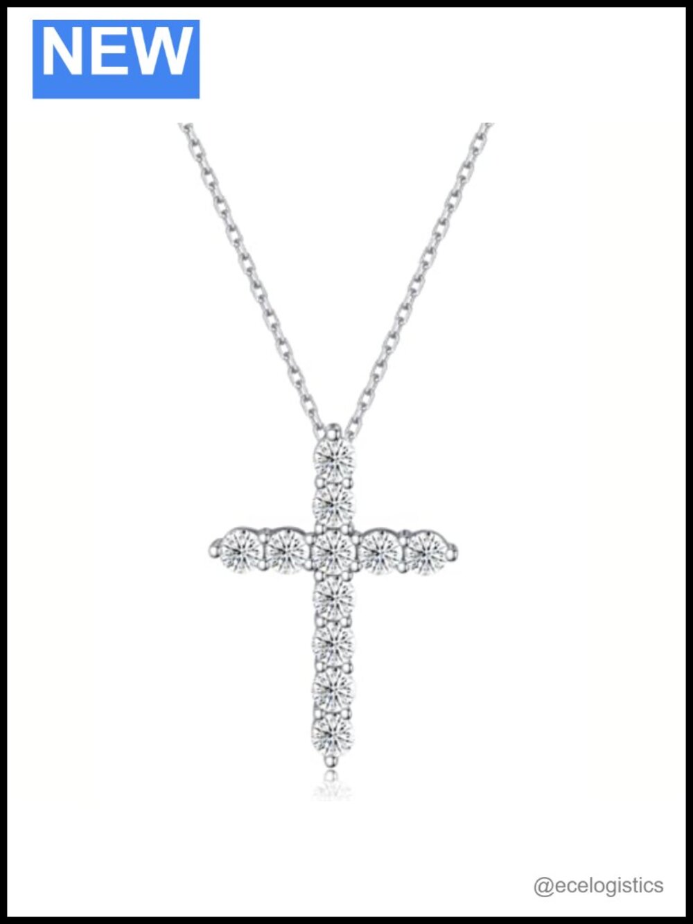 Moissanite Cross Pendant Necklace 925 Sterling Silver Dainty Religious Jewelry